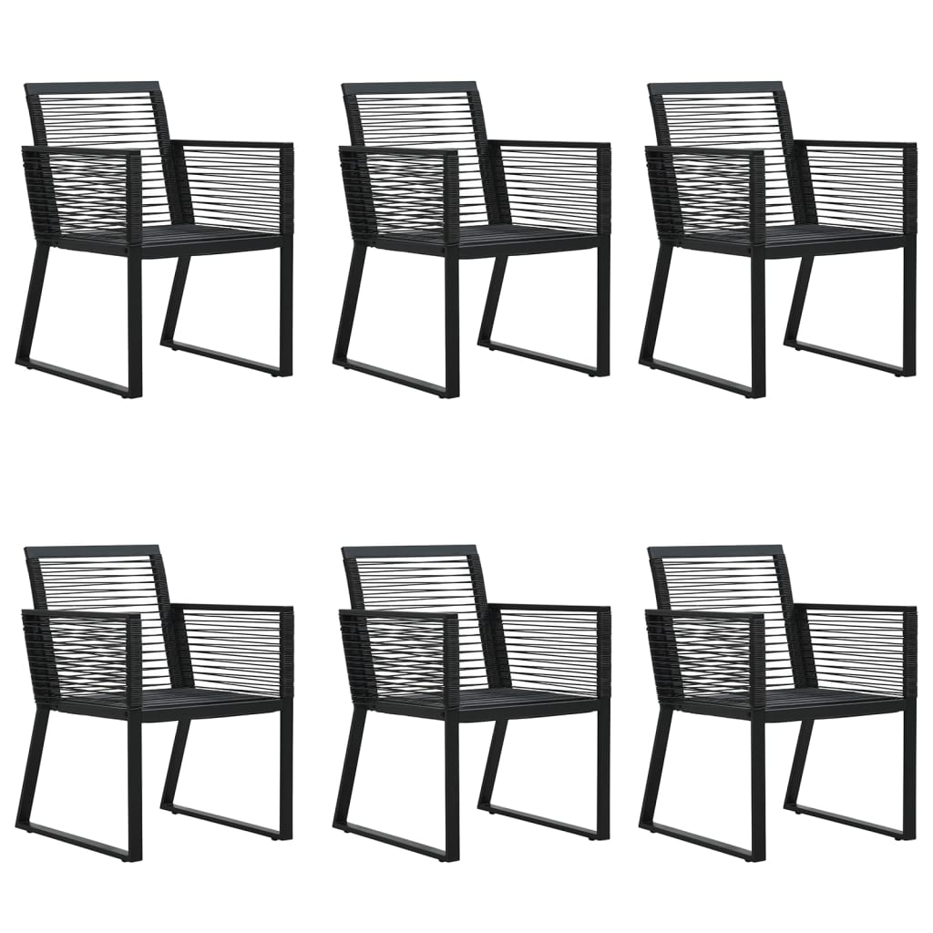 NNEVL 7 Piece Garden Dining Set Black PVC Rattan